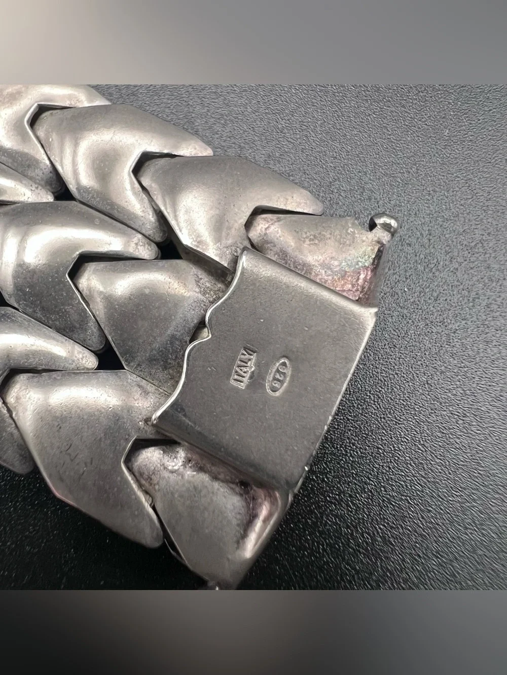 Sterling Silver Modernist Italian Wide Flex Link Bracelet - Picture 7 of 12